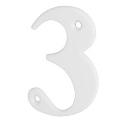 79mm Screw Fix Door Numeral - 3 - White