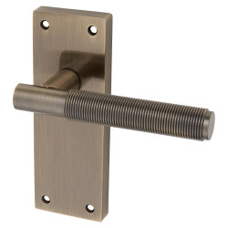 Altro Antique Brass Reeded Latch Door Handles - Lily Range - 155 x 55mm