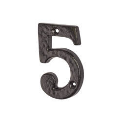 Elan 76mm Screw Fix Door Numeral - 5 - Metalized Antique Black Iron