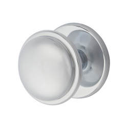 Altro Round Centre Door Knob with Plain Rose - 80mm Rose Diameter - Polished Chrome