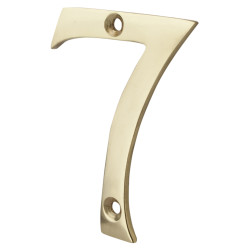 76mm Screw Fix Door Numeral - 7 - Polished Brass