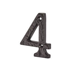 Elan 76mm Screw Fix Door Numeral - 4 - Metalized Antique Black Iron