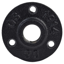 Altro 3/4" Pipe Shelving Iron Floor/Wall Fixing Flange - 65mm Diameter - Black