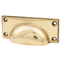 From The Anvil Art Deco Cabinet Cup Handle - 84mm Centres - Antique Brass