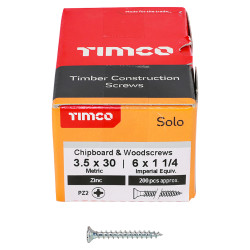 TIMCO Solo Chippy Pozi Countersunk Wood Screws - 3.5 x 30mm - Zinc Plated - Pack of 200
