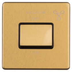 Eurolite Concealed 10A 1 Gang Screwless Flat Plate Triple Pole Fan Isolator Switch - Satin Brass