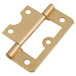 Flush Cabinet Hinge - 60 x 38 x 1mm - Polished Brass - Pack of 10 Pairs