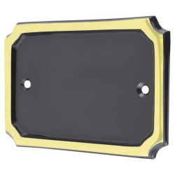 Screw Fix Door Numeral & Letter Blank Plate - 95 x 135mm - Rectangle - Polished Brass and Black