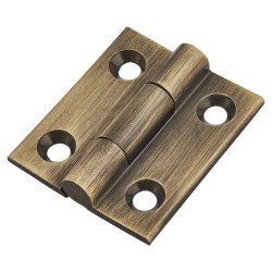 Solid Drawn Butt Cabinet Hinge - 25 x 19 x 1.45mm - Antique Brass - Pair