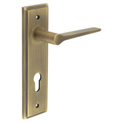 Burlington by Frelan Antique Brass Fire Rated DIN Euro Lock Door Handles - Knightsbridge - 200 x 55mm