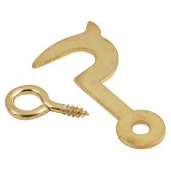 Cabin Hook Style Cabinet Catch - 30mm Length - Polished Brass - Pack of 2