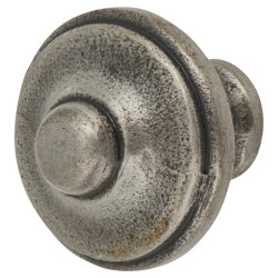 Olde Forge Button Round Cabinet Knob - 35mm Diameter - Pewter Effect