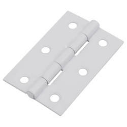 Steel Butt Door Hinge - 75 x 50mm - White - Pair