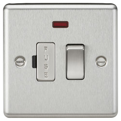 Knightsbridge 13A 1 Gang Round Edge Switched Fused Spur with Neon - Brushed Chrome