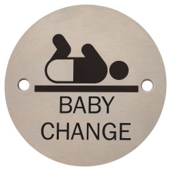 Altro Baby Change Door Sign - 75mm Diameter - Satin Stainless Steel