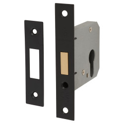Touchpoint Contract Euro Profile Deadlock - 76mm Case - 57mm Backset - Matt Black
