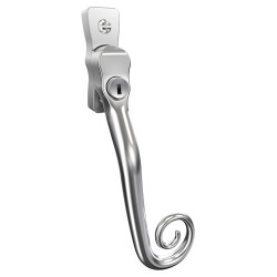 Mila Heritage Monkey Tail Locking Espagnolette Casement Window Handle - Right Hand - Satin Chrome