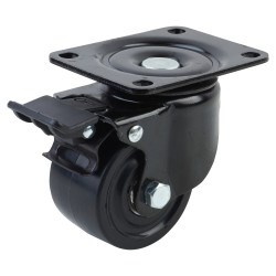 Coldene Low Level and High Load Castor - Swivel Braked - 200kg Max Weight - 65mm Diameter - Black