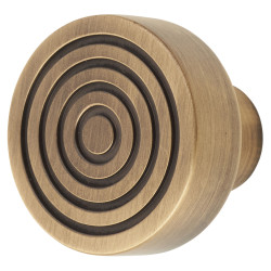 Frelan Hoxton Murray Round Cabinet Knob - 30mm Diameter - Antique Brass