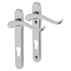 Fab & Fix Windsor uPVC Scroll Multipoint Door Handle - 92mm c/c - RH - Bright Chrome