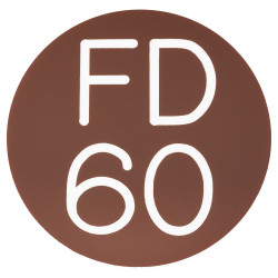 Altro FD60 Fire Door Sign - Self Adhesive - 50mm Diameter - Rigid Plastic - Brown
