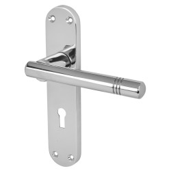 Touchpoint Polished Chrome Keyhole Lock Door Handles - Bologna Range - 182 x 39mm