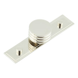 Hoxton by Frelan Sturt Grooved Round Cabinet Knob on Stepped Backplate - 40mm Diameter - Polished Nickel