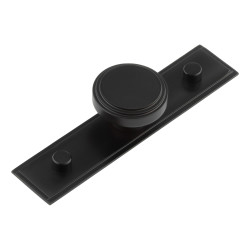 Hoxton by Frelan Cropley Stepped Round Cabinet Knob on Stepped Backplate - 40mm Diameter - Black