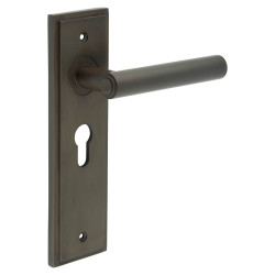 Burlington by Frelan Dark Bronze Fire Rated Euro Lock Door Handles - Richmond - 200 x 55mm