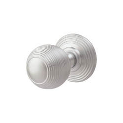 Carlisle Brass Satin Chrome Reeded Mortice Door Knob - 70mm Rose Diameter - Delamain Range