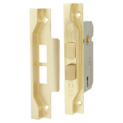 2 Lever Pre Rebated Sashlock - 64mm Case - 44mm Backset - Polished Brass