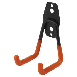 Tubular Garage and Shed Double Storage Hook - 70mm Depth - Black & Orange