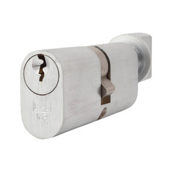 Eurospec 5 Pin 70mm Oval Thumbturn Cylinder - 35mm Turn + 35mm - Satin Chrome - Keyed to Differ