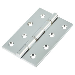 Double Phosphor Bronze Washered Butt Door Hinge - 100 x 67 x 4mm - Polished Chrome - Pair