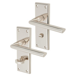 Serozzetta by Carlisle Brass Polished Nickel Bathroom Door Handles - Dieci Range - 150 x 50mm