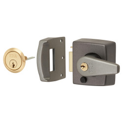 ERA Double Locking Nightlatch - 40mm Backset - Grey Case/ Brass Cylinder