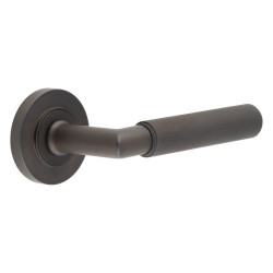 Burlington by Frelan Dark Bronze Knurled Fire Rated Door Handles on Round Rose - Piccadilly Range
