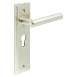 Burlington by Frelan Satin Nickel Fire Rated Euro Lock Door Handles - Richmond - 200 x 55mm