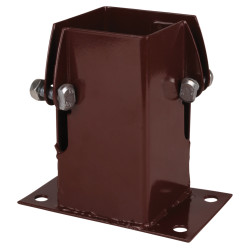 Powapost Fence Post Flush Fit Bolt Down Shoe - Twin Bolt - 75 x 75mm - Brown Powder Coated