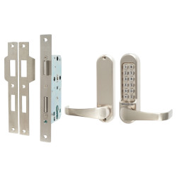 Codelocks CL525 Push Button Code Lock and Euro Lock with Key Override - Code Free - Stainless Steel