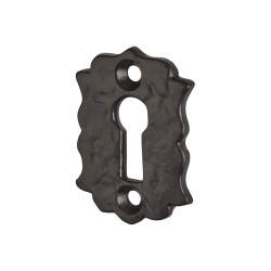 Olde Forge Floral Escutcheon - 48 x 32mm - Keyhole - Antique Black Iron