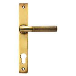 From The Anvil Brompton uPVC Slimline Knurled Multipoint Door Handle - 92mm c/c - Aged Brass