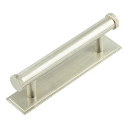 Hoxton by Frelan Wenlock 15mm Knurled T-Bar Cabinet Pull Handle on Stepped Backplate - 96mm c/c - Satin Nickel