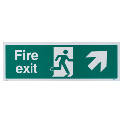Altro Fire Exit Running Man Up Right Arrow Sign - 450 x 150mm - Rigid Plastic