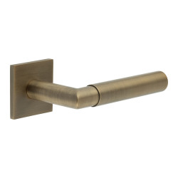 CRES by Frelan Antique Brass Sprung Fire Rated Door Handles on Square Rose - CR-102 Range