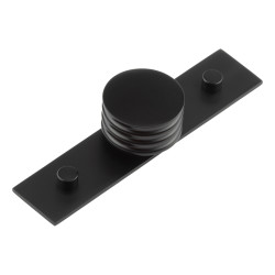 Hoxton by Frelan Sturt Grooved Round Cabinet Knob on Plain Backplate - 40mm Diameter - Black