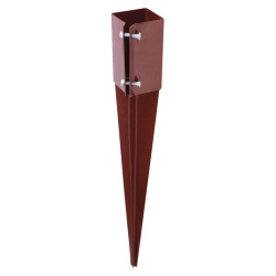 Powapost Drive In Fence Post Spike - Twin Bolt - 75 x 75 x 750mm - Brown Powder Coated