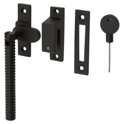 Hampstead Iris Reeded Locking Mortice & Hook Plate Window Fastener - Reversible - Matt Black