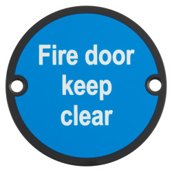 Altro Fire Door Keep Clear Door Sign - 75mm Diameter - Matt Black