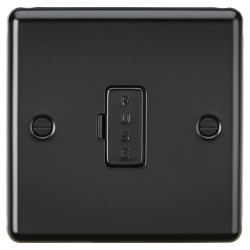 Knightsbridge 13A 1 Gang Round Edge Unswitched Fused Spur - Matt Black